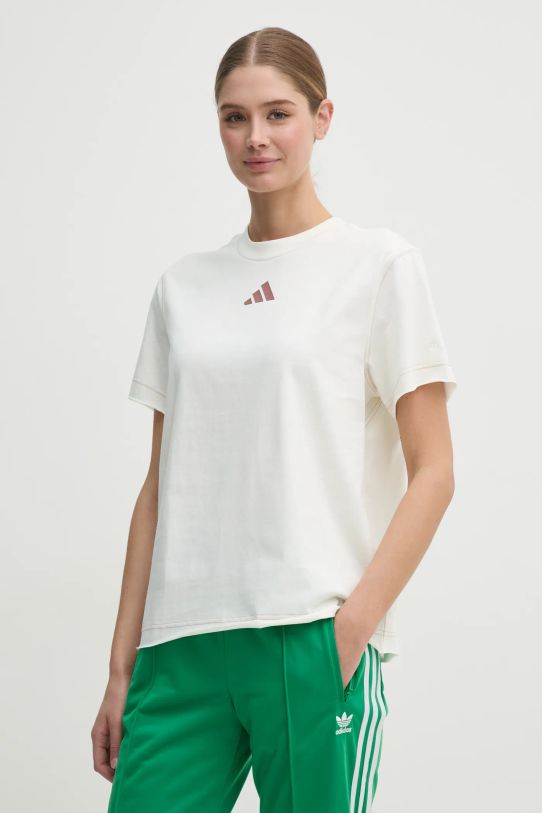 adidas t-shirt bawełniany ALL SZN Graphic regular beżowy JN7384