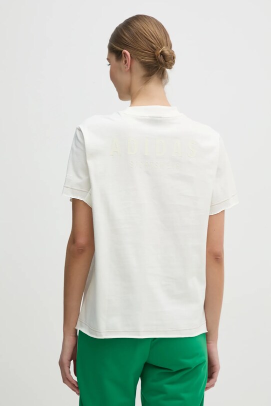 Одежда Хлопковая футболка adidas ALL SZN Graphic JN7384 бежевый