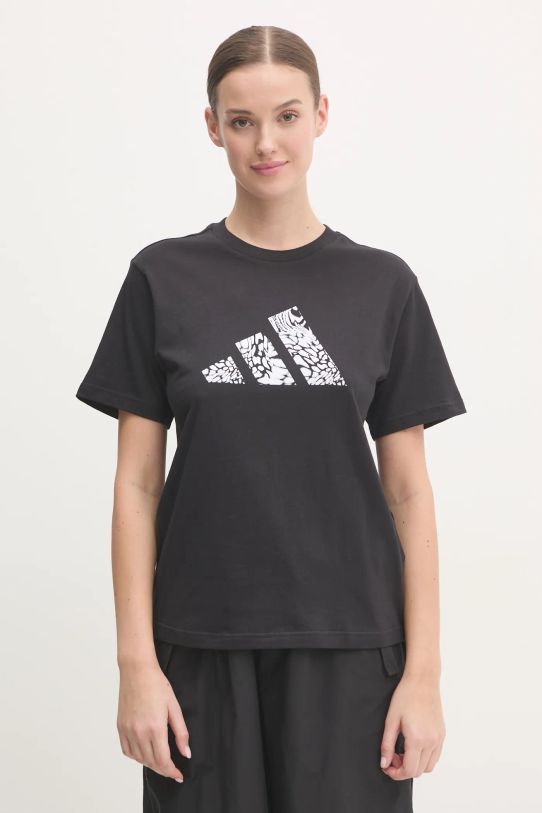 adidas t-shirt bawełniany Camo nadruk czarny JJ4110