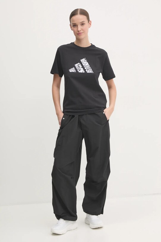 Хлопковая футболка adidas Camo JJ4110 чёрный SS25