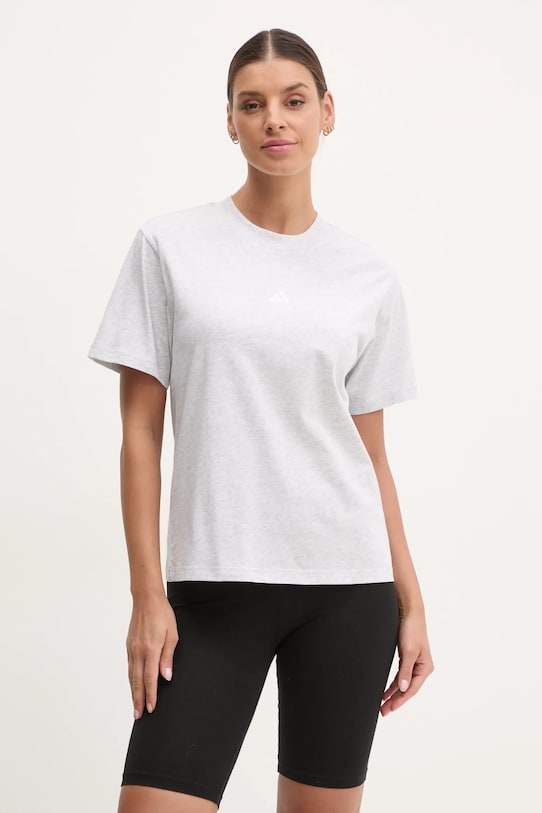 Бавовняна футболка adidas Essentials regular сірий JC5945