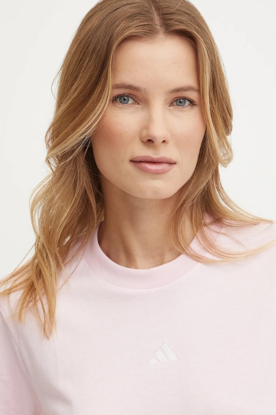 Хлопковая футболка adidas Essentials розовый JI6073