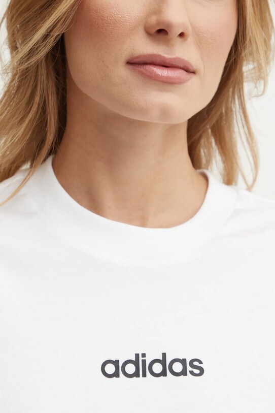 Бавовняна футболка adidas Essentials Linear JC8239 бежевий