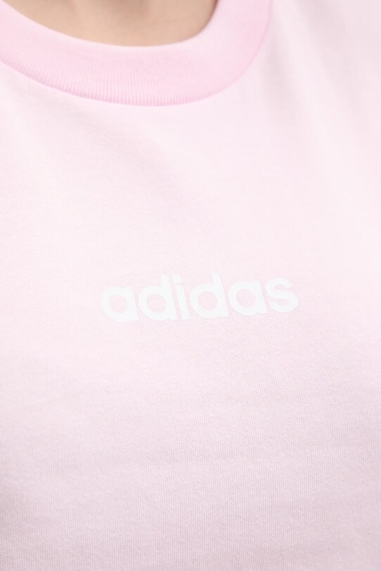 Хлопковая футболка adidas Essentials Linear JG8659 розовый