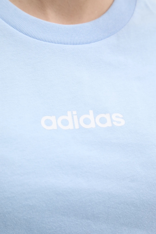Хлопковая футболка adidas Essentials Linear JG8660 голубой