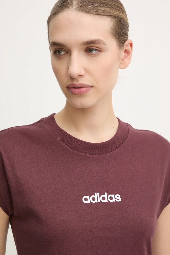 adidas tricou din bumbac Essentials Linear burgundia JG8663