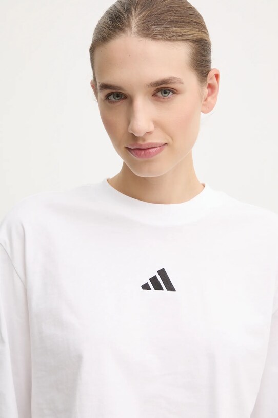 Βαμβακερό μπλουζάκι adidas Essentials λευκό JD4999