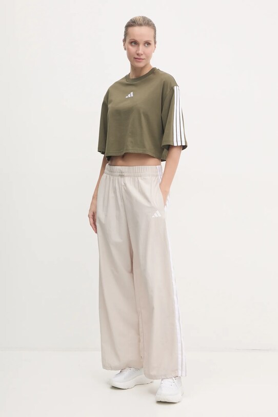 Bombažna kratka majica adidas Essentials JE1199 zelena SS25