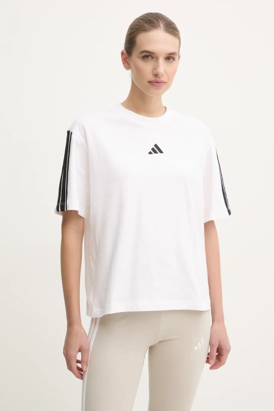 adidas t-shirt bawełniany Essentials regular beżowy JE1211