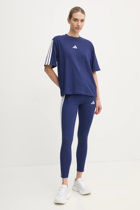 Bavlněné tričko adidas Essentials JE1212 námořnická modř SS25