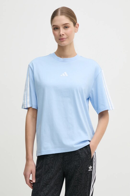 Хлопковая футболка adidas Essentials хлопок голубой JE1213