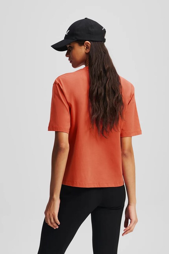 Karl Lagerfeld tricou din bumbac A1W17013 portocaliu SS25