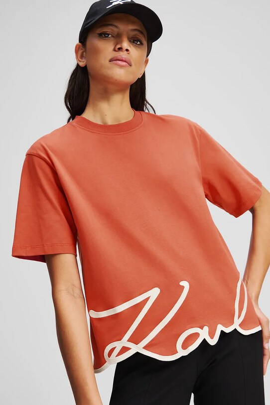 Îmbrăcăminte Karl Lagerfeld tricou din bumbac A1W17013 portocaliu