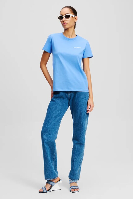Karl Lagerfeld tricou din bumbac albastru A1W17019
