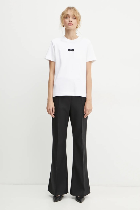 Bavlněné tričko Karl Lagerfeld A1W17021 bílá SS25
