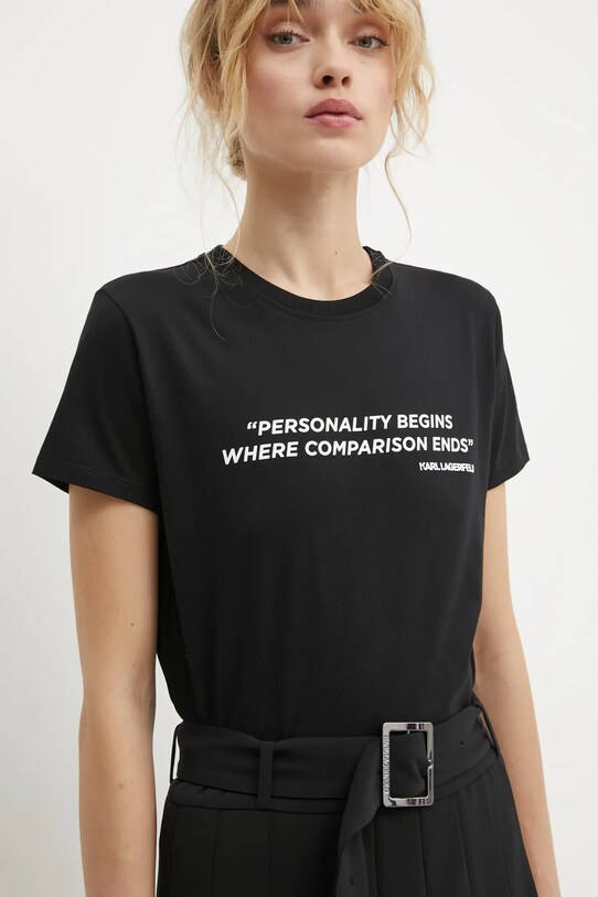 Karl Lagerfeld t-shirt bawełniany nadruk czarny A1W17068