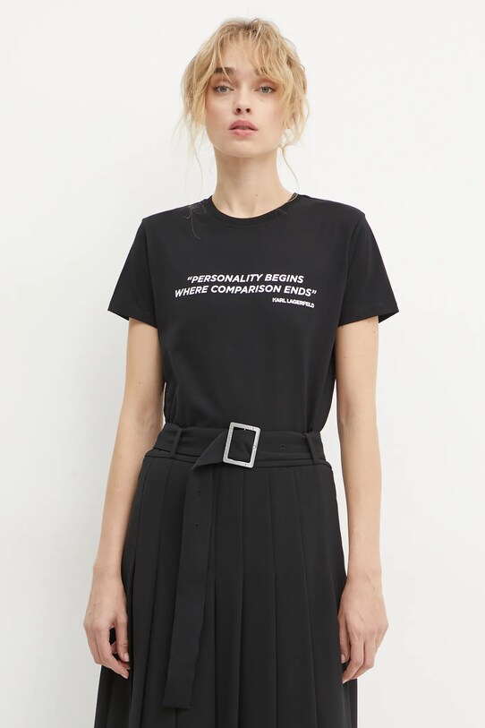 Karl Lagerfeld t-shirt bawełniany czarny A1W17068
