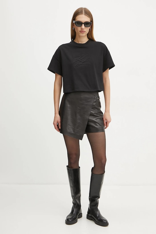 Бавовняна футболка Karl Lagerfeld A1W17071 чорний SS25