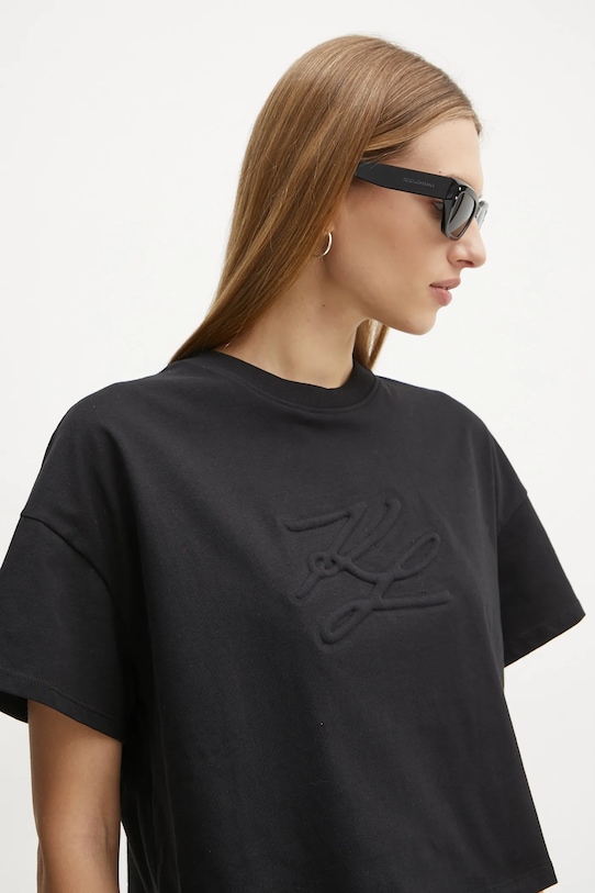 Бавовняна футболка Karl Lagerfeld чорний A1W17071