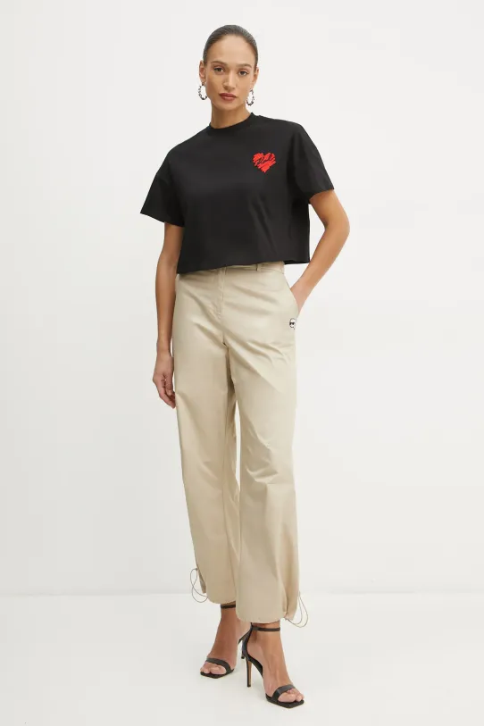 Bavlněné tričko Karl Lagerfeld A1W17074 černá SS25