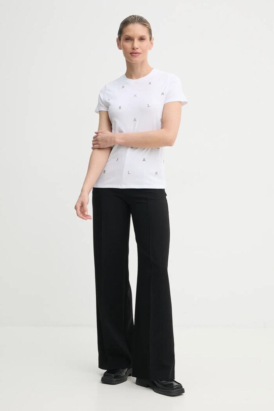 Хлопковая футболка Karl Lagerfeld A1W17078 белый SS25