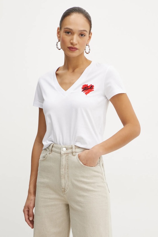 Karl Lagerfeld tricou din bumbac alb A1W17116