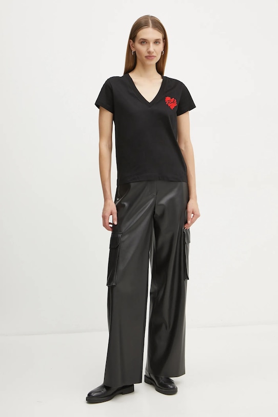 Bavlněné tričko Karl Lagerfeld A1W17116 černá SS25