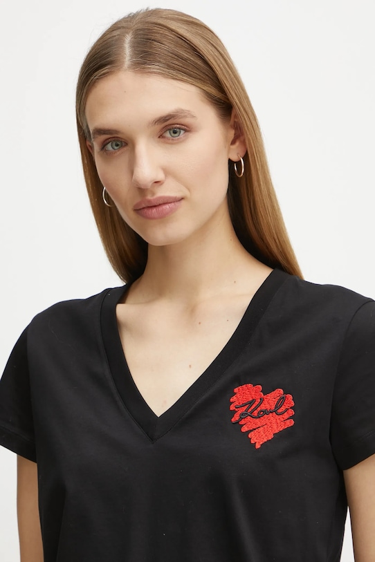 Bavlněné tričko Karl Lagerfeld černá A1W17116