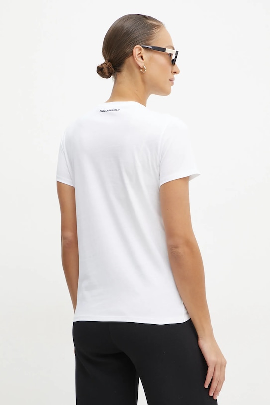 Bavlněné tričko Karl Lagerfeld A1W17117 bílá SS25
