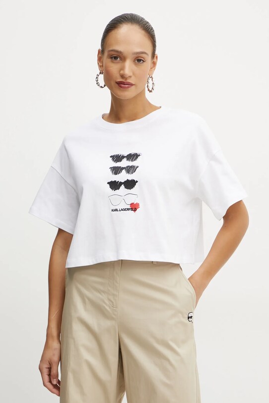Karl Lagerfeld t-shirt bawełniany biały A1W17121