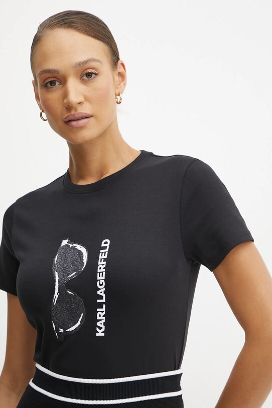 Karl Lagerfeld t-shirt bawełniany nadruk czarny A1W17122