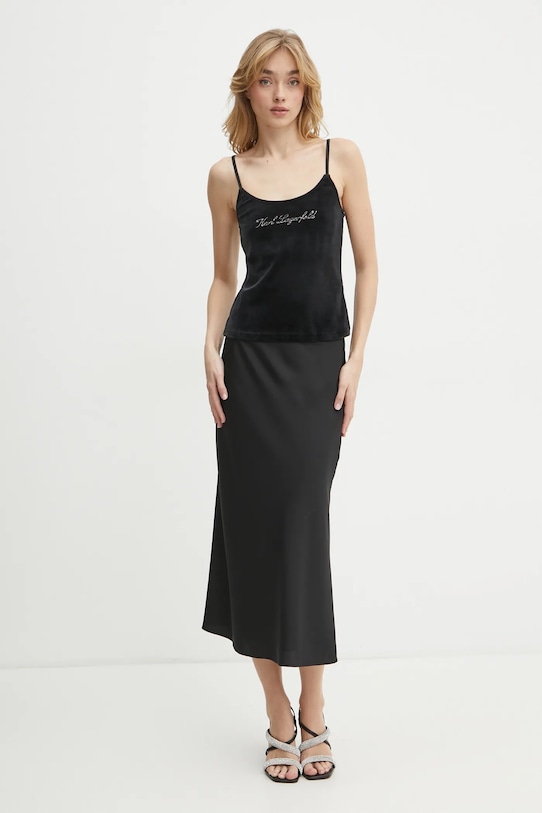 Karl Lagerfeld top de catifea A1W44006 negru SS25