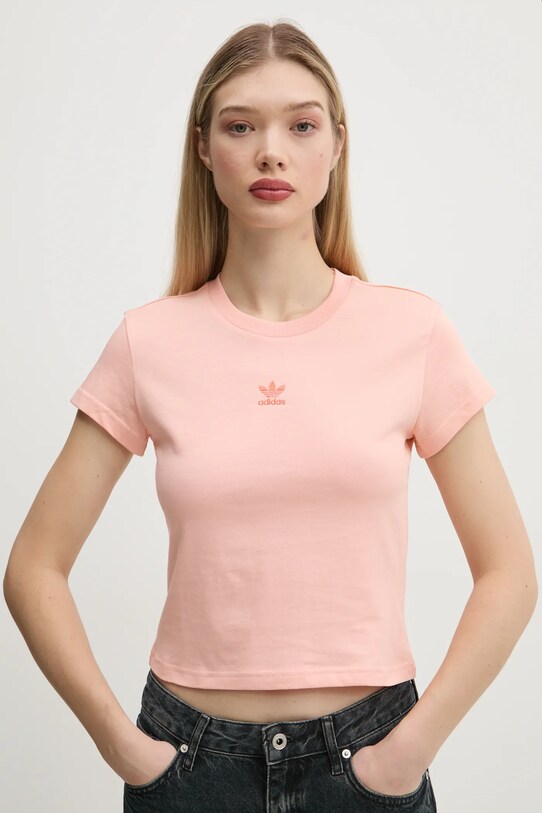 Бавовняна футболка adidas Originals Essential slim помаранчевий JC8971