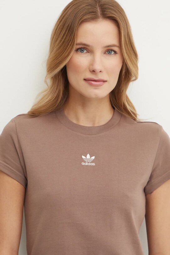 Bombažna kratka majica adidas Originals Essential bež JC8972