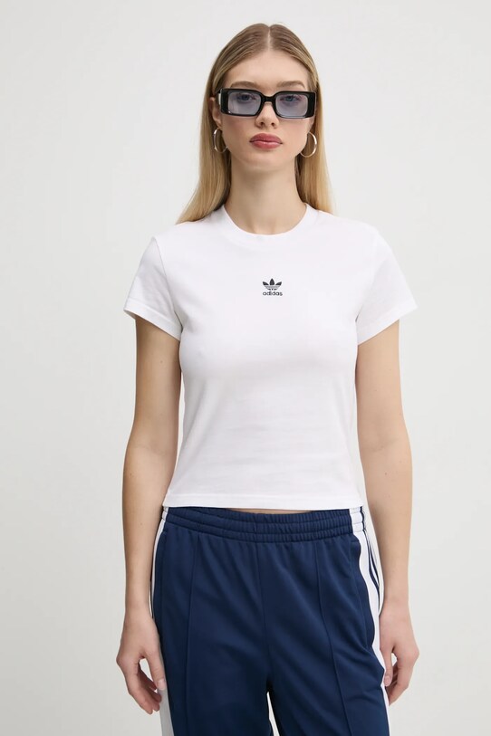 Хлопковая футболка adidas Originals Essential хлопок бежевый JC8973