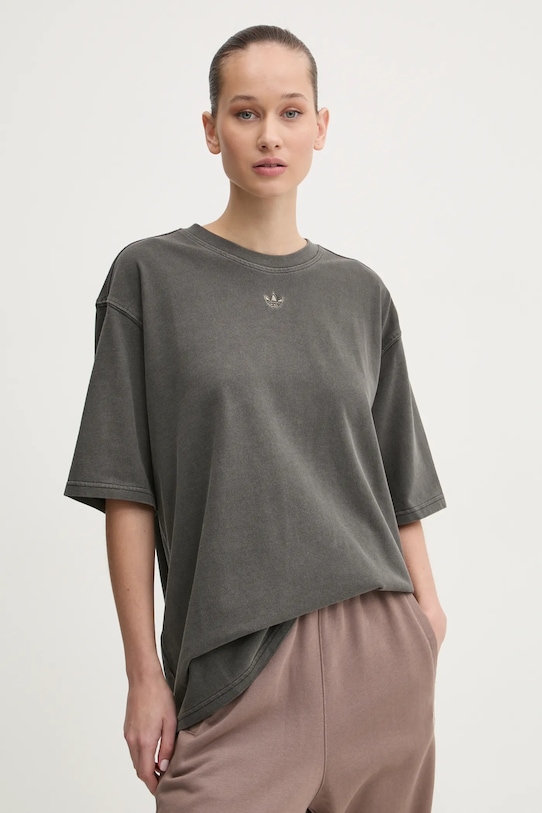 adidas Originals tricou din bumbac GRAPHIC TEE imprimeu gri JI5729