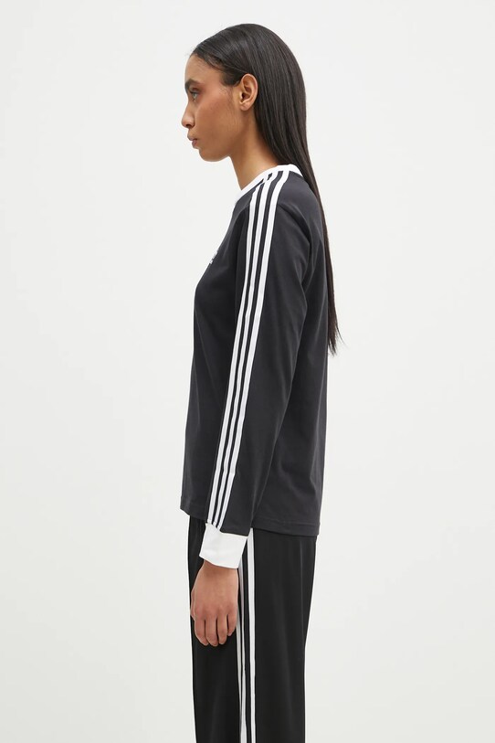 Бавовняний лонгслів adidas Originals 3-Stripes JC5774 чорний SS25
