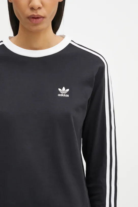 Хлопковый лонгслив adidas Originals 3-Stripes чёрный JC5774