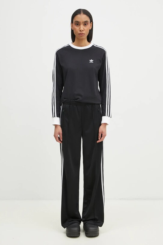 Хлопковый лонгслив adidas Originals 3-Stripes JC5774 чёрный