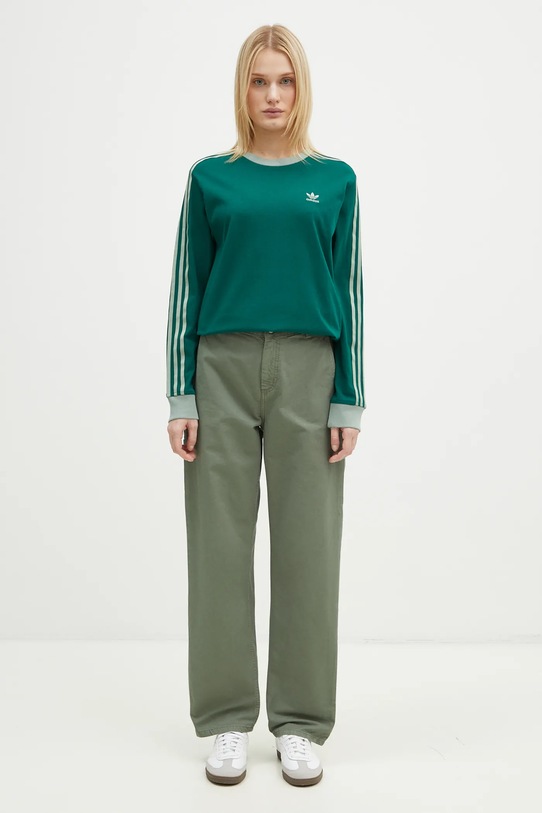 adidas Originals longsleeve din bumbac 3-Stripes JC5775 verde