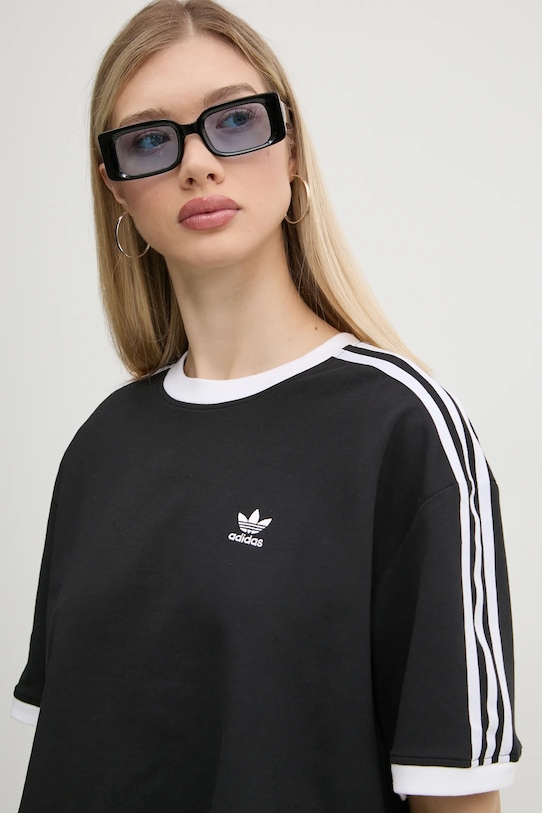 adidas Originals t-shirt 3S LOOSE CROP T aplikacja czarny JC8149