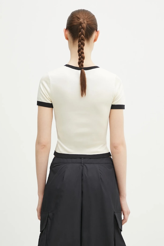 Одежда Футболка adidas Originals KNITTED 3S TEE JJ0961 бежевый