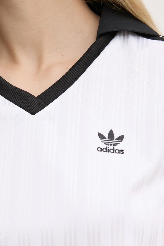 adidas Originals tricou V-NECK POLO JD2608 alb