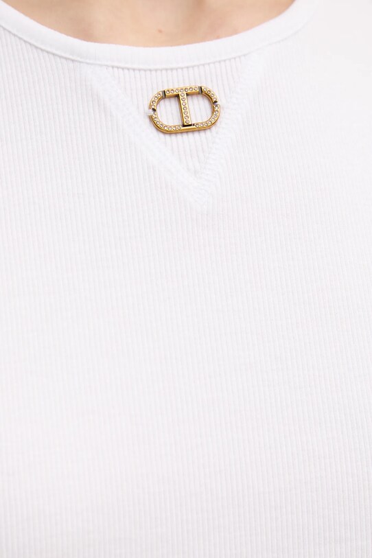 Twinset top din bumbac 251TP2550 alb