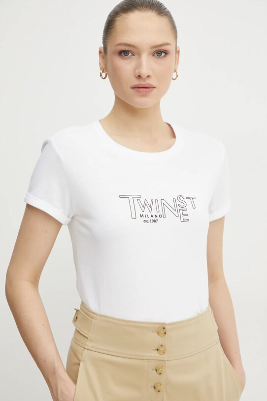 Bavlnené tričko Twinset biela 251TP2540