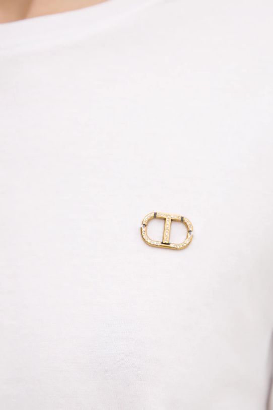 Bavlněné tričko Twinset 251TP2074 bílá