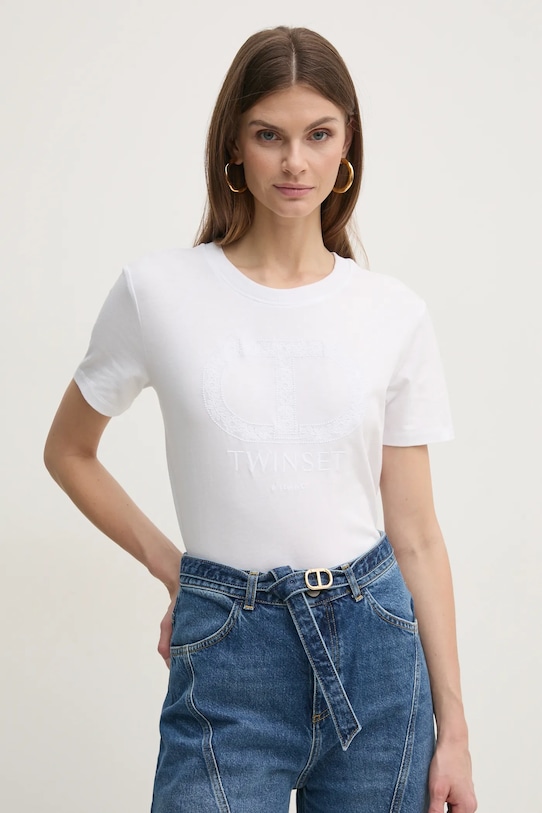 Бавовняна футболка Twinset regular білий 251TP2072