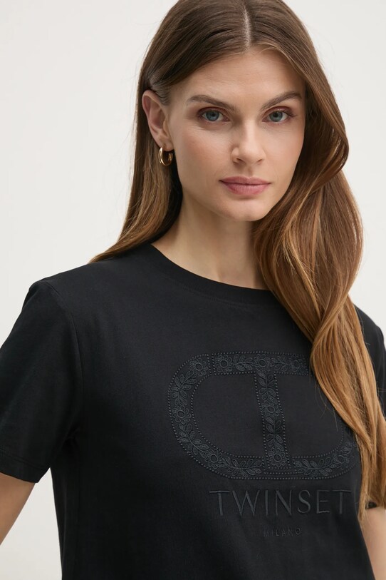 Twinset tricou din bumbac negru 251TP2072