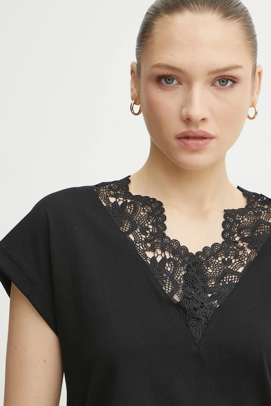 Twinset t-shirt bawełniany czarny 251TP2292