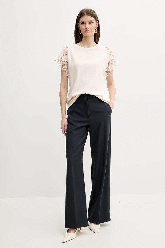 Twinset tricou din bumbac 251TP2290 bej SS25